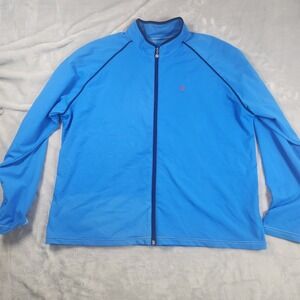 COOLIBAR Full Zip Lightweight Jacket Sz 2X Blue Mock Neck UPF50+ Sun Protect
